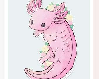 Swimming Axolotl Sticker - Waterproof Vinyl Decal - Stationery, Scrapbooks, and Crafts