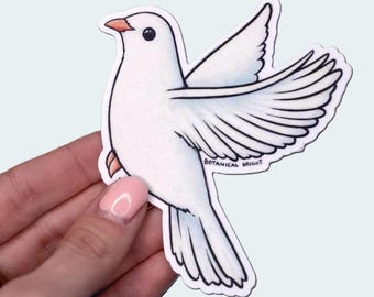 Dove Bird Sticker - Waterproof Vinyl Decal - Wedding, Confirmation, & Baptism Symbol - Scrapbooking and Crafts