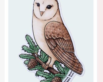 Barn Owl Sticker - Nature Waterproof Vinyl Decal - Scrapbooks, Diaries, Crafts, & Journals