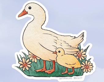 Duck & Duckling Bird Sticker - Waterproof Vinyl Decal - Scrapbooking and Crafts
