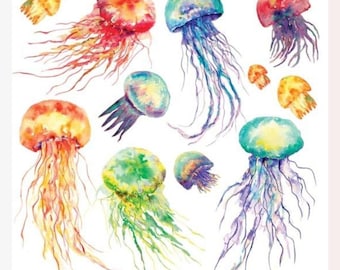 Jellyfish Stickers - Half-Size Colorful Sea Life & Ocean Sticker Sheet - Crafts, Planners, and Journals