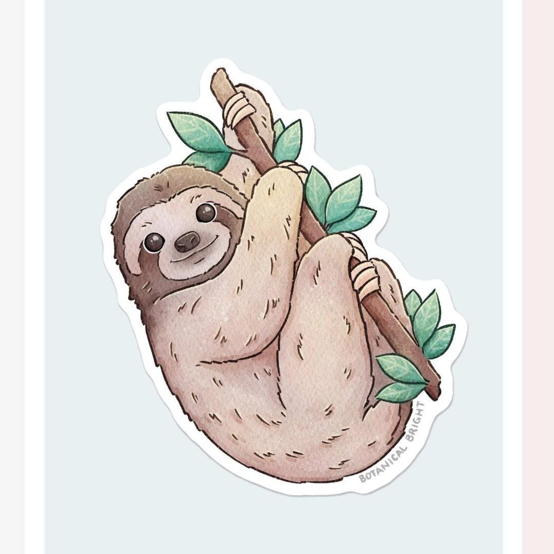 Sloth Vector Stickers Sloth Sticker - Large Waterproof Vinyl Wild Animal & Nature Decal ...