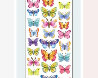 Butterfly Stickers - Colorful Foil Butterflies Sticker Sheet - Diaries, Scrapbooks, Stationery, Journals, Planners, & Crafts