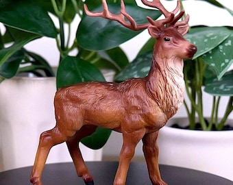 Stag Deer Figure - Hand Painted Buck Deer Figurine - Crafts and Dioramas