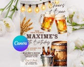 Editable Cheers and Beers Invitation, Western, Birthday Invitation for Men, Adult Invite, Printable or Digital Invitation