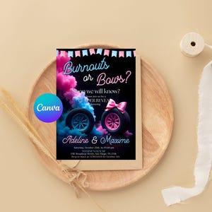 he or she invitation,gender reveal,burnouts or bows,burnouts bows invite,Pink or Blue invite,gender reveal party,Smoke Gender Reveal,Boy or Girl invite,burnouts baby shower,He or She invite,he or she,burnouts bows party,gender reveal invite