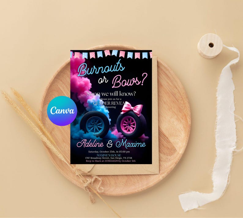 he or she invitation,gender reveal,burnouts or bows,burnouts bows invite,Pink or Blue invite,gender reveal party,Smoke Gender Reveal,Boy or Girl invite,burnouts baby shower,He or She invite,he or she,burnouts bows party,gender reveal invite