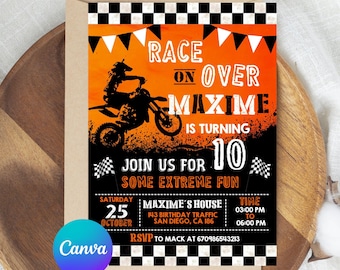 Dirt Bike Birthday Invitation,Dirt Bike Adventure Invite,Motocross Birthday Invite,Motorbike Invite,Instant Download,Editable Canva