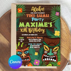 Luau Birthday Invitation, Luau Invitation, Hawaiian Birthday Invitation, Luau Party Invitation, Hawaiian Invitation Editable Luau Invitation