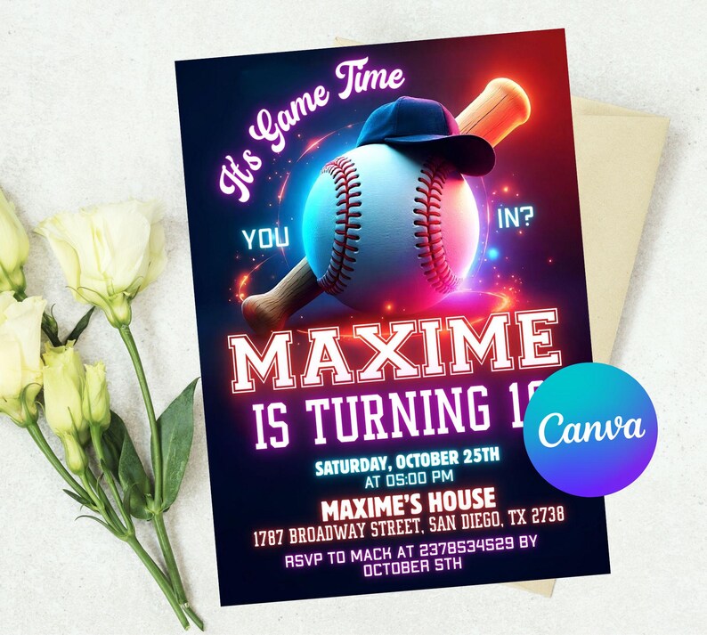 Editable Baseball Birthday Invitation, Baseball Invites, Instant Download Baseball Invitations, Digital File CANVA, baseball invitation,birthday party sport,boy invite rookie of,the year first,editable digital,printable ticket,themed instant,download template,canva 1st theme,little slugger,vintage kid bday,team twin decor card,grand slam all star, Baseball Birthday Party Invitation, Sports Birthday Invitation, Swing on Over, Rookie of the Year, Digital Editable Printable