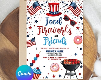4. Juli BBQ-Einladung, Party in den USA einladen, Unabhängigkeitstag BBQ-Barbeque-Einladung, Juli 4