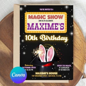 Magic Party Invitation, Magic Birthday Invitation, Magician Invitation, Magic Show Invitation, Magic Show Birthday Party, Instant Download