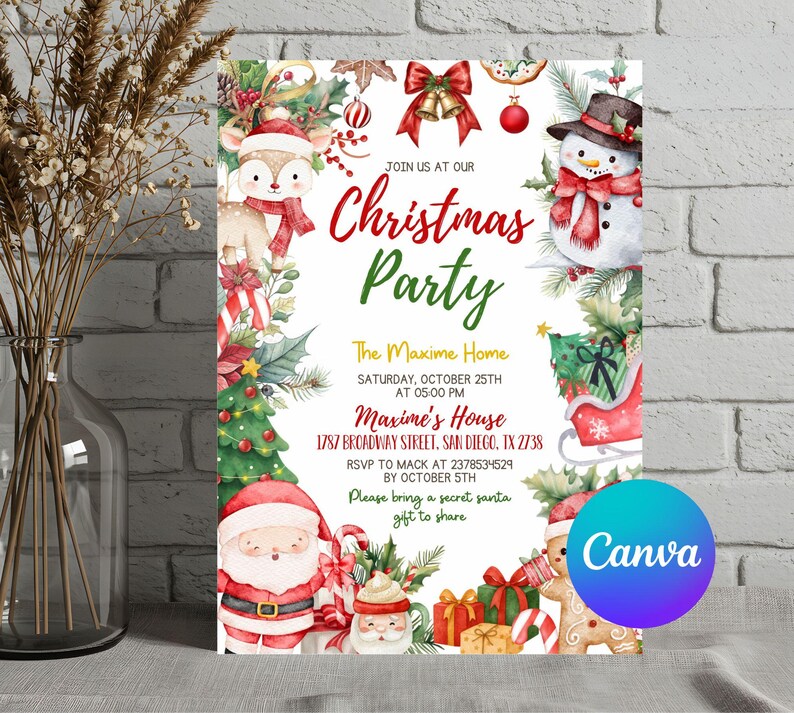 Christmas Party Invitation, Kids Christmas Party Invitation, Kids Christmas Party Invite, Holiday Party Invite, Xmas Invitation, Holiday Party,Christmas Party Invitation, Gold Holiday Party Invitation, Friendsmas Party Invite, Editable Christmas Invitation,christmas party, kids christmas invite, kids holiday invite, holiday invitation, kidsmas invite, christmas dinner, neon christmas, christmas invitation, kidsmas invitation, christmas invite, friendsmas invite, Printable Template