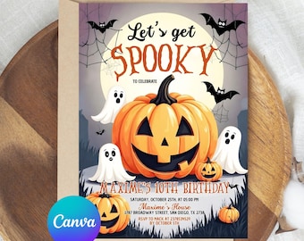 Halloween Invitation, Halloween Party Invitation, Halloween Birthday Invitation, Halloween Invitation, Spooky Birthday Invite,Editable Canva