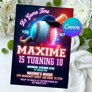 Editable Baseball Birthday Invitation, Baseball Invites, Instant Download Baseball Invitations, Digital File CANVA, baseball invitation,birthday party sport,boy invite rookie of,the year first,editable digital,printable ticket,themed instant,download template,canva 1st theme,little slugger,vintage kid bday,team twin decor card,grand slam all star, Baseball Birthday Party Invitation, Sports Birthday Invitation, Swing on Over, Rookie of the Year, Digital Editable Printable
