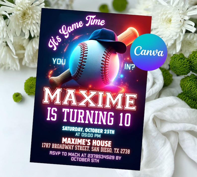 Editable Baseball Birthday Invitation, Baseball Invites, Instant Download Baseball Invitations, Digital File CANVA, baseball invitation,birthday party sport,boy invite rookie of,the year first,editable digital,printable ticket,themed instant,download template,canva 1st theme,little slugger,vintage kid bday,team twin decor card,grand slam all star, Baseball Birthday Party Invitation, Sports Birthday Invitation, Swing on Over, Rookie of the Year, Digital Editable Printable