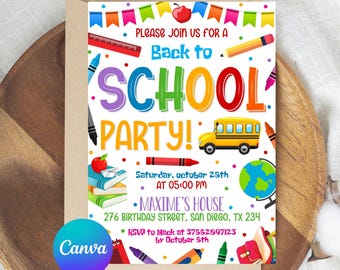 Back to School Party Invitation Template, Editable End of Summer Party Invite, So Long Summer Party, Hello School Party, Instant Download