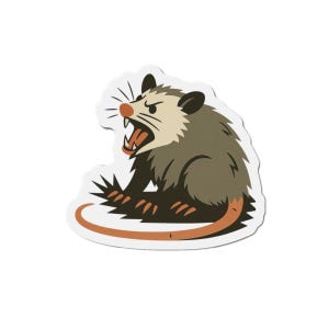 Feral Possum Hissing Die-Cut Magnet | Wildlife Animal Lover Gift | Refrigerator Decoration | Cute Critter Kitchen Decor | Unique Fridge Art