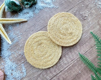 Set 2 Loofah coaster, natural loofah, organic loofah, suitable for teacup, teapot, mug, handmade natural loofah, eco friendly