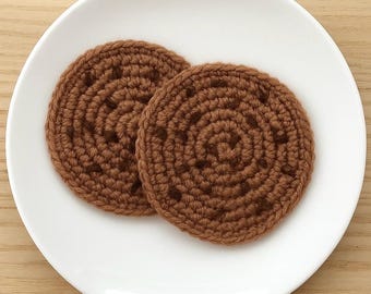 Crochet Choc Chip Cookie Pattern - Easy Biscuits Kids Play Food Home Decor Gift