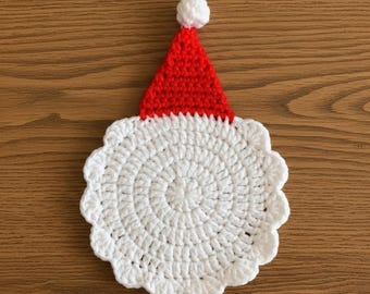 Crochet Santa Claus Coaster Pattern - Easy Beginner Christmas Mug Rug Home Decor