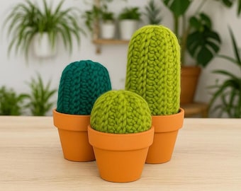 Crochet 3 in 1 Cactus Pattern - Cute Potted Plant Succulent Cacti Decor