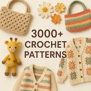 3000+ Crochet Patterns - Easy Beginner Clothing Bags Amigurumi Gift Decor Bundle | Instant Download