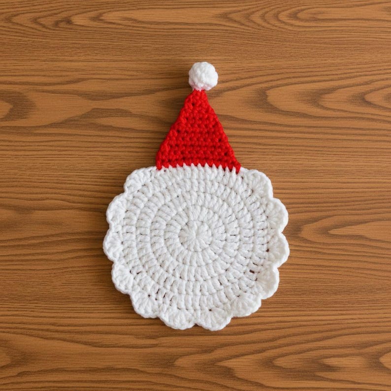 Crochet Santa Claus Coaster Pattern - Easy Beginner Christmas Mug Rug ...