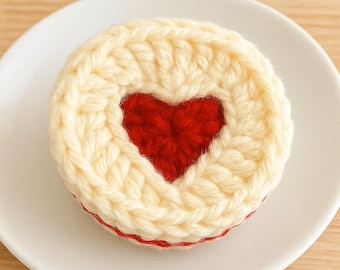 Crochet Heart Filled Cookie Pattern - Easy Cute Valentine's Day Kids Play Decor Gift