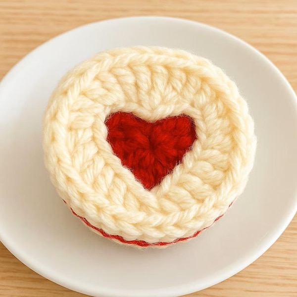 Crochet Heart Filled Cookie Pattern - Easy Cute Valentine's Day Kids Play Decor Gift