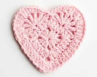 Crochet Heart Granny Square Coaster Pattern - Easy Valentine's Day Cute Kawaii Gift Decor