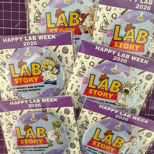 Lab Week 2026 Pin Button, Medtech Gifts, Lab Story Design, 3-Inches round