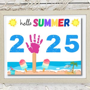 Summer Handprint Craft Printable Hello Summer 2025 Summer Ice Cream Popsicle Beach Ball Handprint Art Summer Craft Activity Baby Kid Toddler