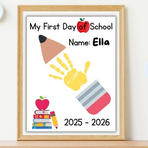 First Day of School Handprint Craft, Back to School Printable, School Keepsake, Teacher Resource, Preschool Craft, Instant Download PDF