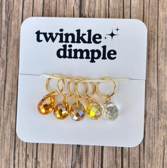 24k Magic - Faceted Crystal Stitch Marker/markers (set of 5  display picture 2