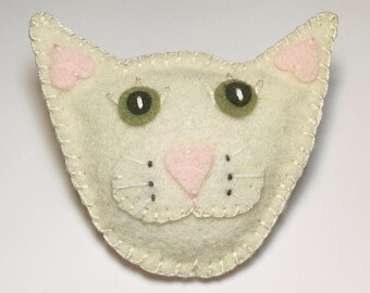 Felt Cat Toys, Felt Catnip Toys, One of a Kind Cat Toy, Catnip Toys, Cat Heads, Adorable Cat Toys, Felt Cats, Cute Cat Toys, CREAM COLOR CAT
