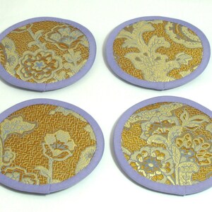 Elegant Coasters, One of a Kind Coasters, Round Cloth Coasters, Classy Coasters, Pretty Coasters, Sophisticated Coasters, (Set of Four)