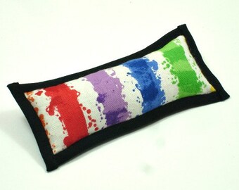 Catnip Rainbow Toy, Rainbow Stripe Pillow, Paint Spatter Pillow, Cool Cat Toys, Modern Cat Toy, No Fur Cat Toys, lgbtq Cat, RAINBOW STRIPES