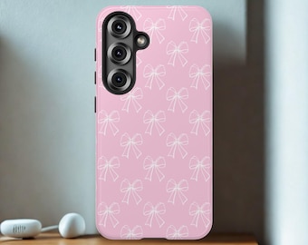 Pink Bow Samsung Phone Case, Cute iPhone Cover, Stylish Gift for Her, Elegant Accessories for Women, Trendy Mobile Protection