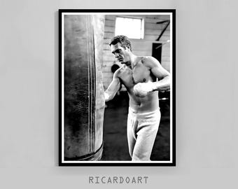 Steve McQueen Poster, Iconic Vintage Hollywood Legend, Photography Prints, Retro Poster, Black and White, Digital Download
