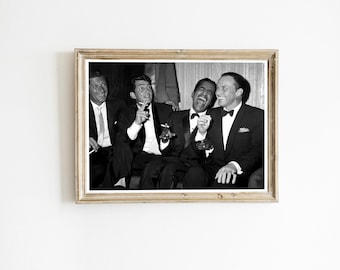 The Rat Pack Poster, Black and White, Retro Movie Scene (Digital Download)