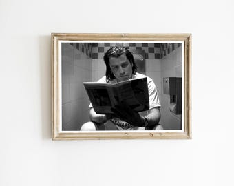 Pulp Fiction Bathroom Poster, Funny Movie Poster, Funny Bathroom Prints, Meme Bathroom Art, Toilet Poster, Restroom Decor, Digital Download