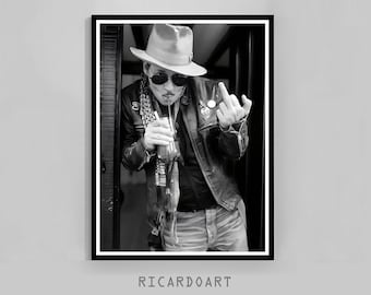 Johnny Cash Vintage Photography Poster, Black and White (Digital Download)