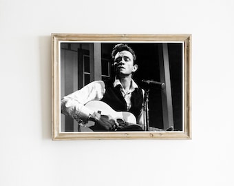 Johnny Cash Poster, Vintage Music Poster, Photography Prints, Retro Poster, Black and White, Digital Download, Music Fan Collectibles