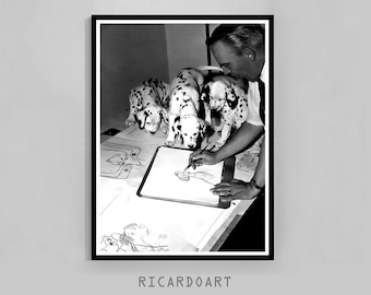 Vintage Spotted Dog Movie Poster, Black and White Photography Print (Digital Download)