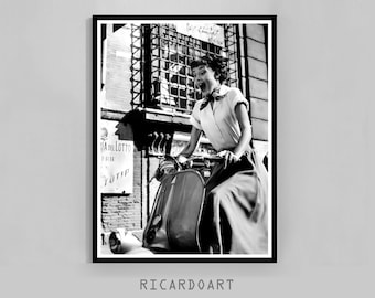 Classic Film Actress Poster, Black and White Photography Print (Digital Download)