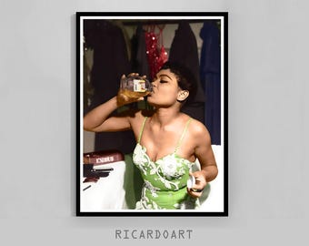 Eartha Kitt Drinking Honey Poster, Retro Photography Print (Digital Download)