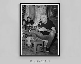 Anthony Bourdain Black and White Photography Print, Kitchen Decor (Digital Download)