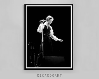 David Bowie Poster, Vintage Black and White Photography Print (Digital Download)