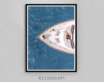 Yacht Print, Luxury Yacht Poster, Photography Prints, Luxurious Boat Print, Sailing in Summer Poster, Digital Download, Aesthetic Room Decor